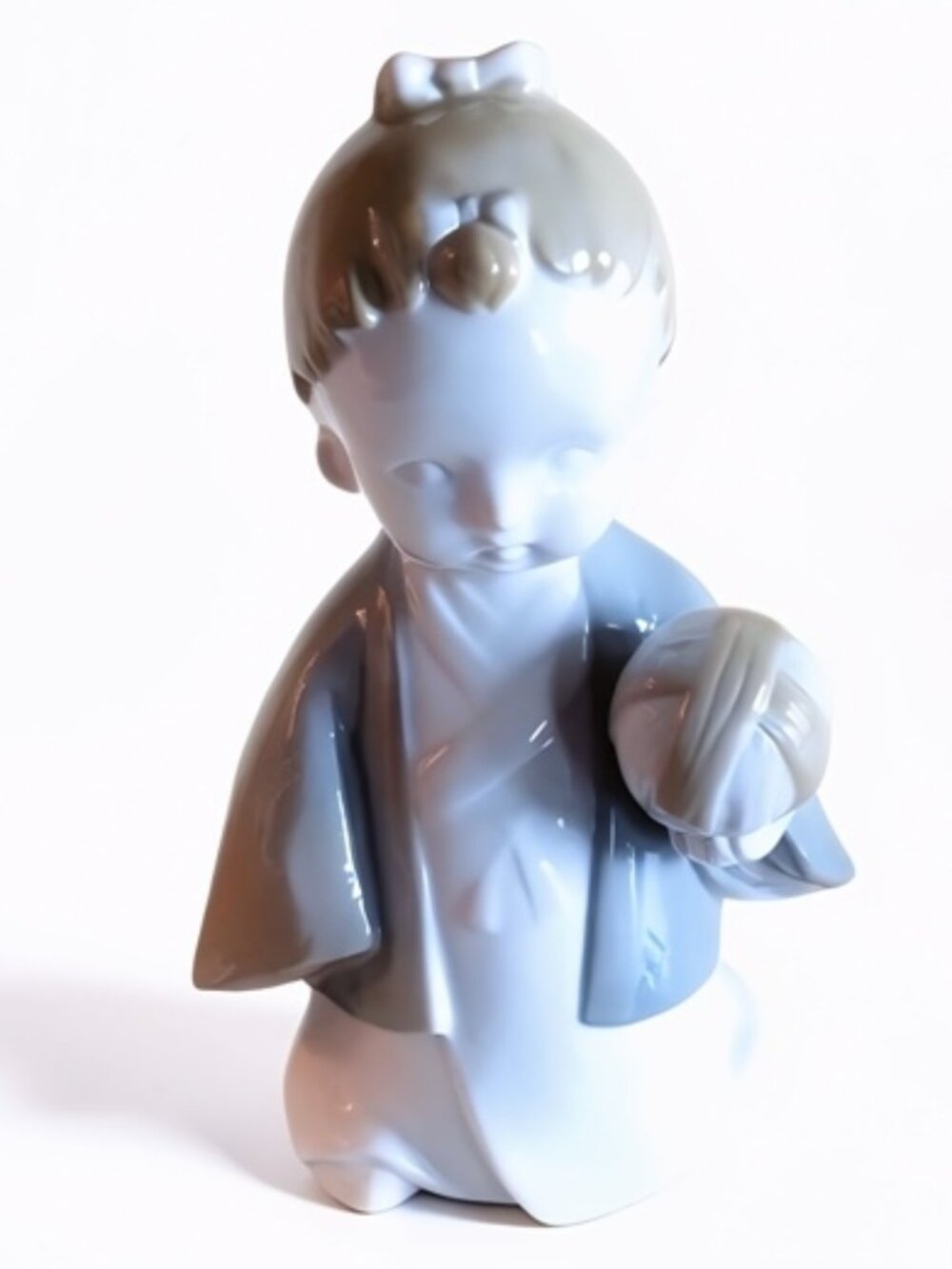 Elegant Toyo Traditional Japanese Child With Ball Porcelain Figurine, Unique Hom